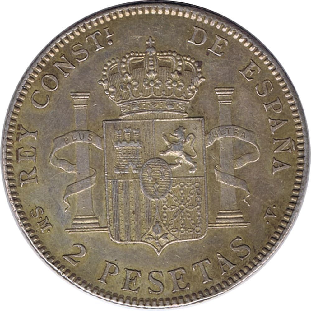 Moneda de España 2 Pesetas de Plata 1905 05 Alfonso XIII