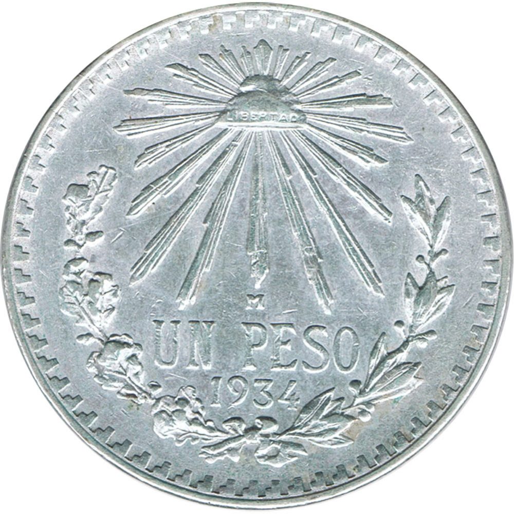 Moneda de Mexico 1 peso 1934. Plata  - 1