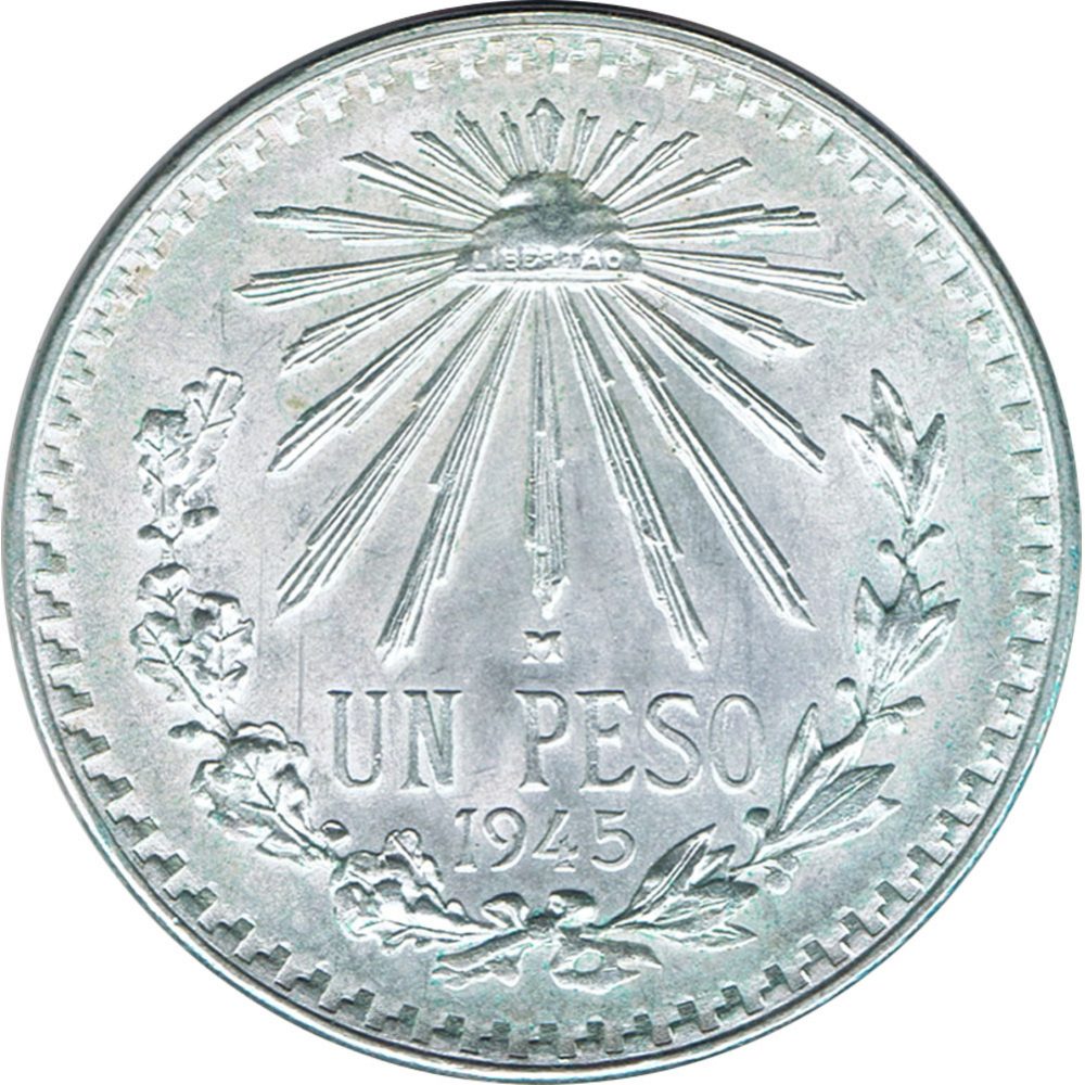 Moneda de Mexico 1 peso 1945. Plata  - 1