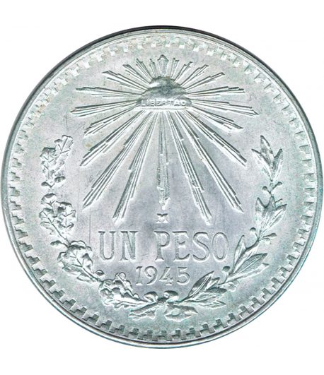 Moneda de Mexico 1 peso 1945. Plata  - 1