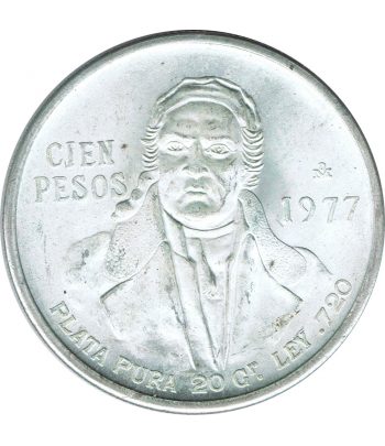 Moneda de Mexico 100 Pesos 1977 Morales. Plata  - 1