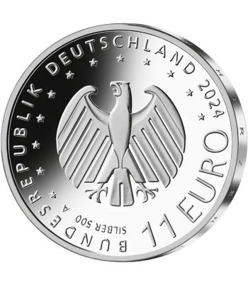 moneda Alemania 11 Euros Campeonato Futbol UEFA 2024. Plata.  - 2