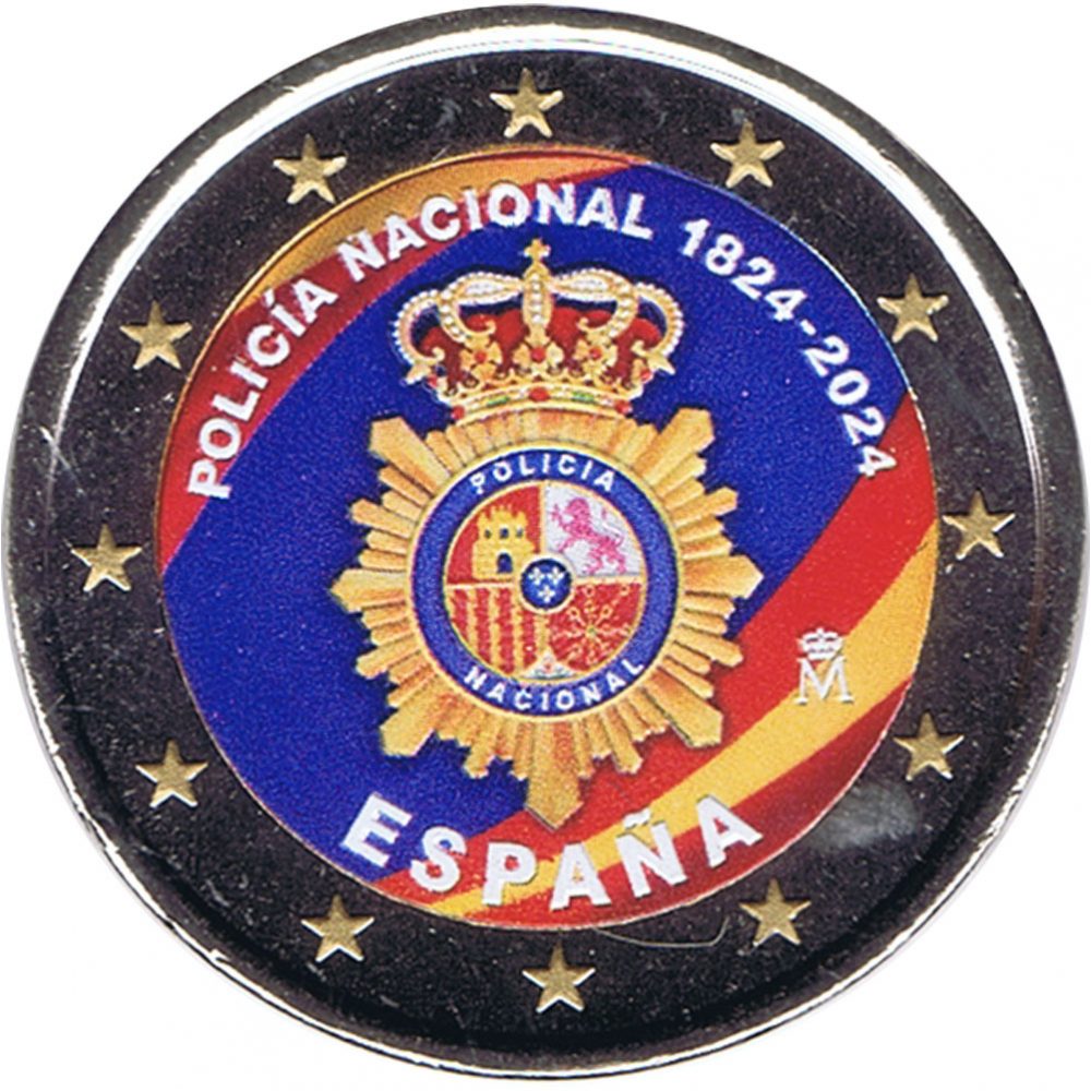 moneda 2 euros España 2024 200 Años Policía Nacional. Color A  - 1