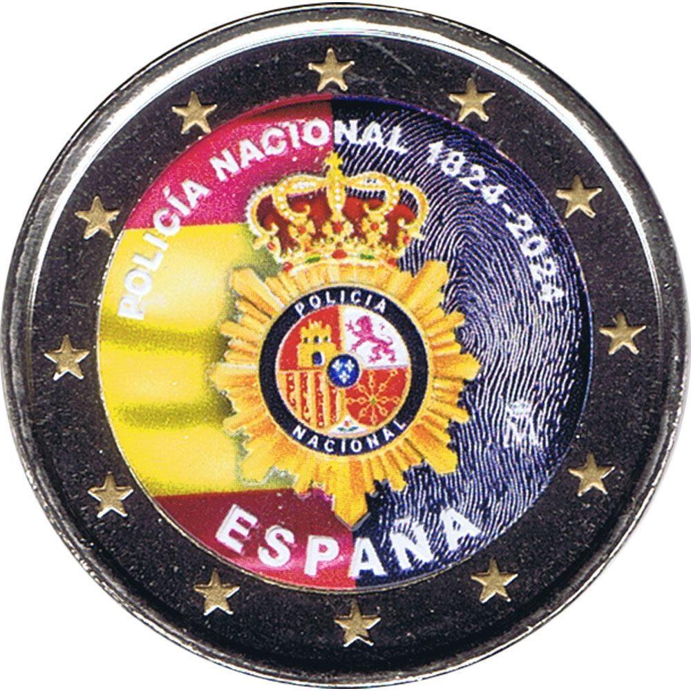 moneda 2 euros España 2024 200 Años Policía Nacional. Color B  - 1