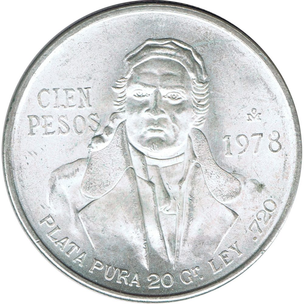 Moneda de Mexico 100 Pesos 1978 Morales. Plata  - 1