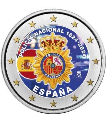 moneda 2 euros España 2024 200 Años Policía Nacional. Color C  - 1