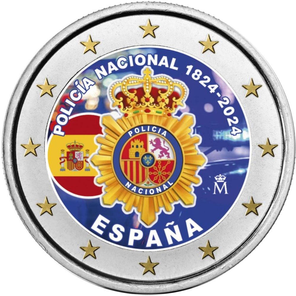 moneda 2 euros España 2024 200 Años Policía Nacional. Color C  - 1