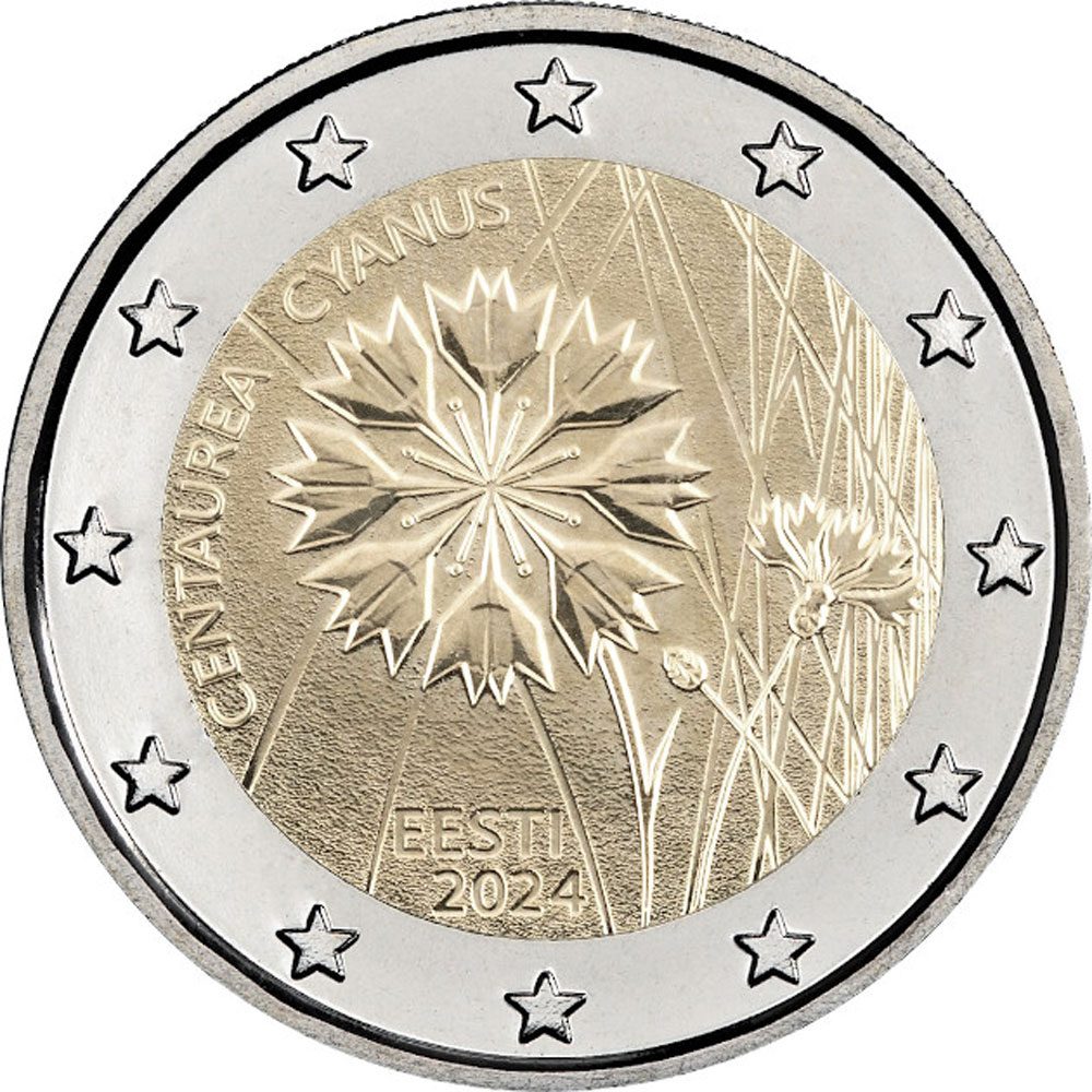 moneda 2 euros Estonia 2024 Flor El Aciano  - 1