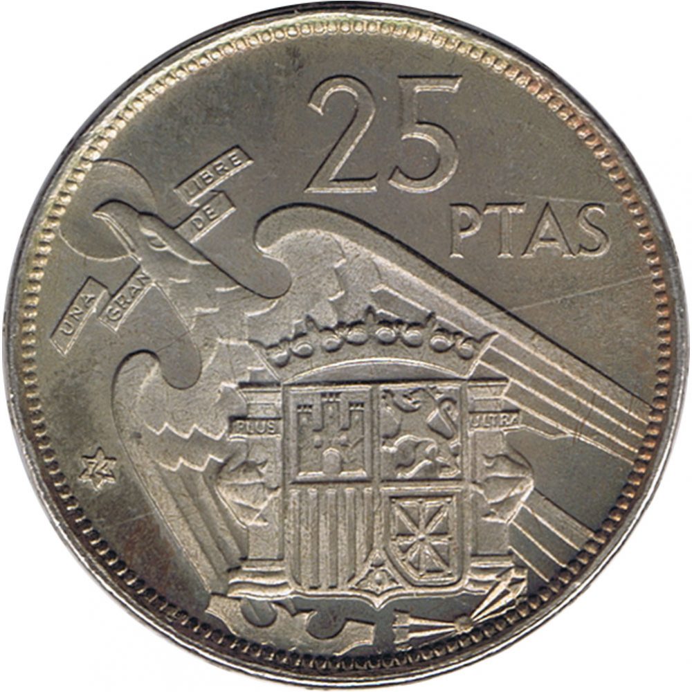 Moneda de España 25 Pesetas 1957 *19-58 Madrid SC  - 1