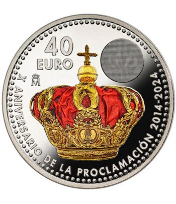 Moneda de España 40 euros 2024 10 Años Felipe VI. Color  - 1