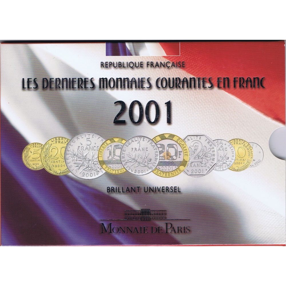 Estuche monedas Francia últimos Francos 2001  - 1