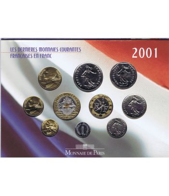 Estuche monedas Francia últimos Francos 2001  - 2