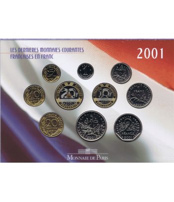 Estuche monedas Francia últimos Francos 2001  - 3