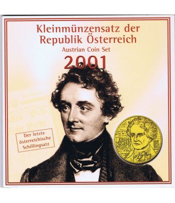 Estuche monedas Austria últimos Schilling y Groschen 2001.  - 1