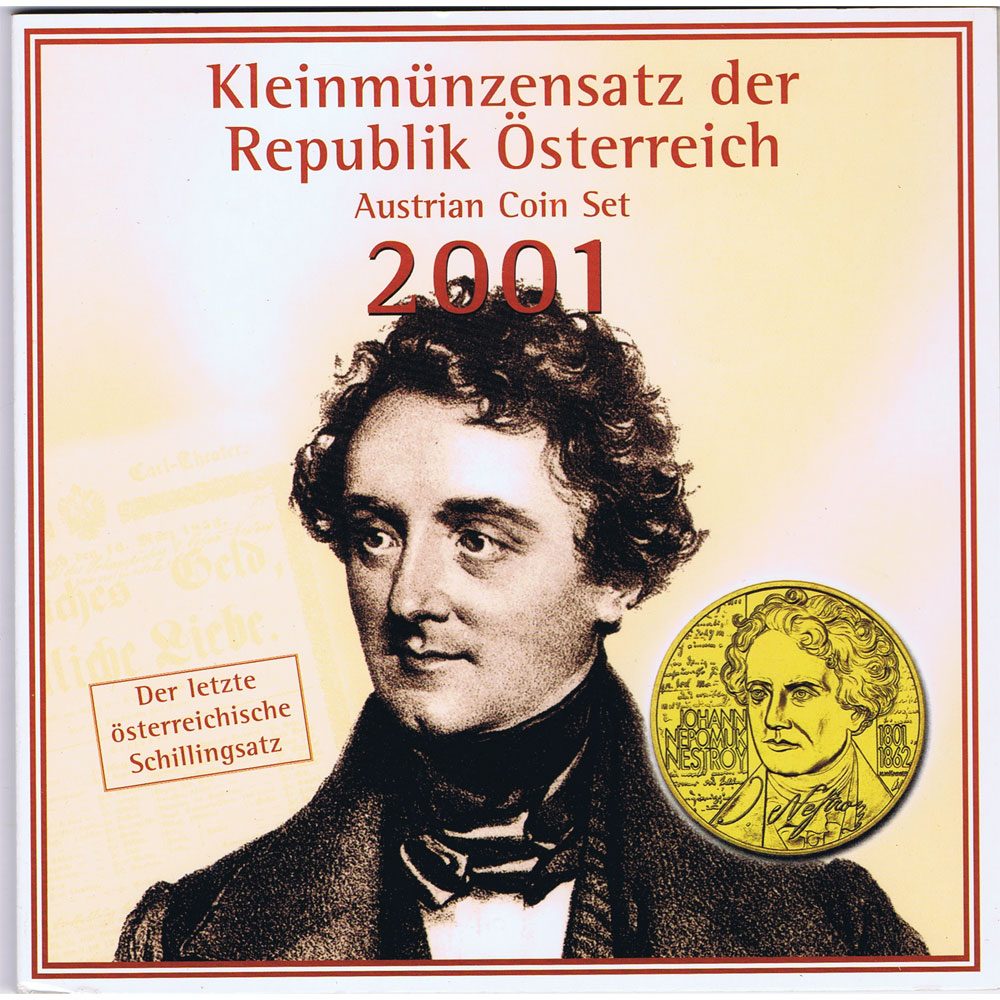 Estuche monedas Austria últimos Schilling y Groschen 2001.  - 1