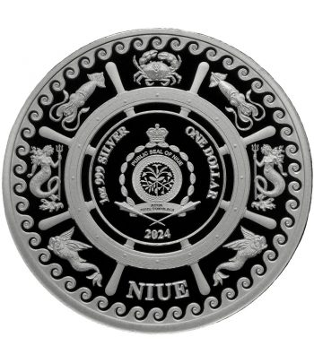 Moneda de plata One Dollar Niue 2024 Sea Serpent  - 2