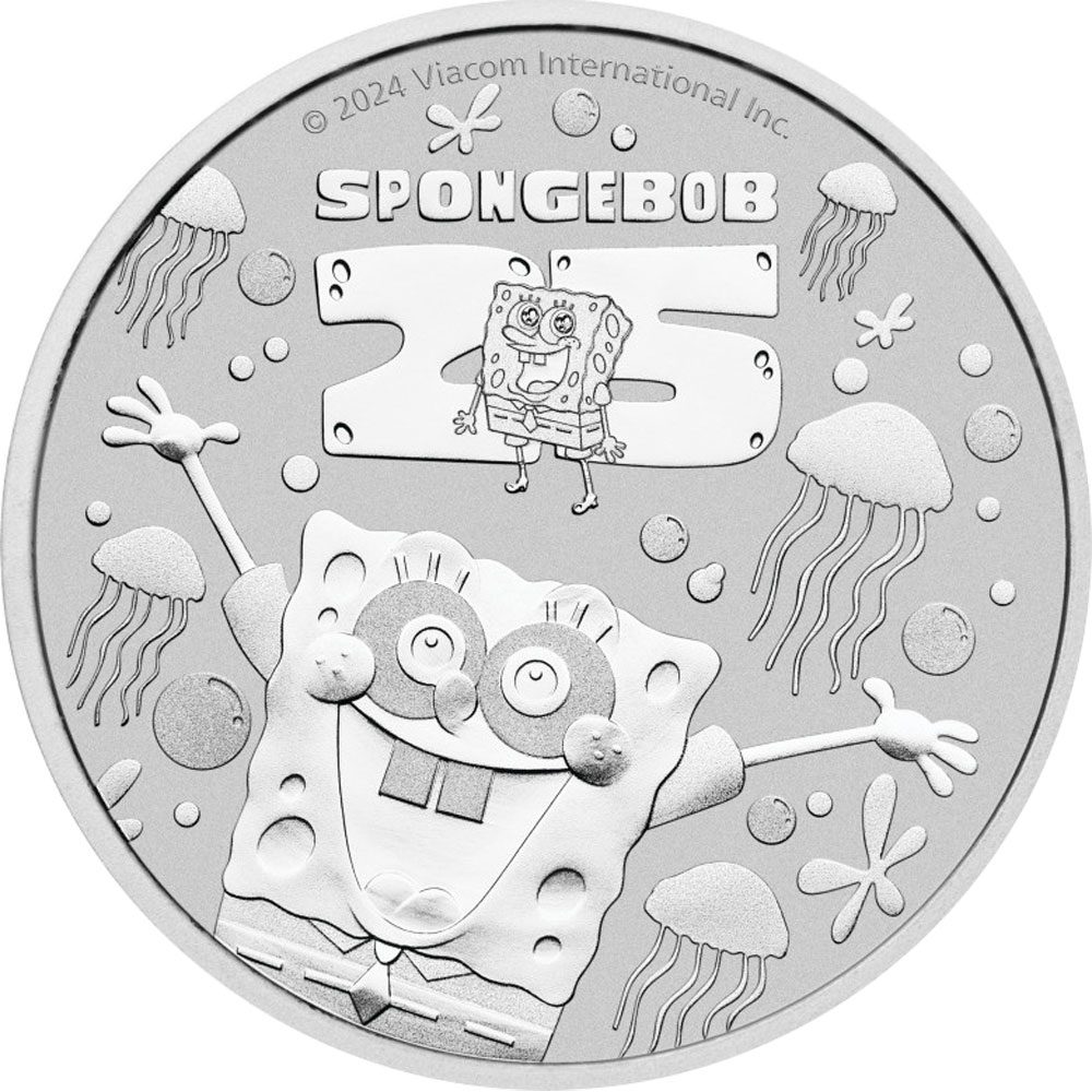 Tuvalu 1$ de plata Bob Esponja Spongebob 2022  - 1