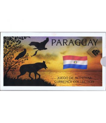 Estuche monedas Paraguay. 5 monedas y 1 billete Guraraníes.  - 1