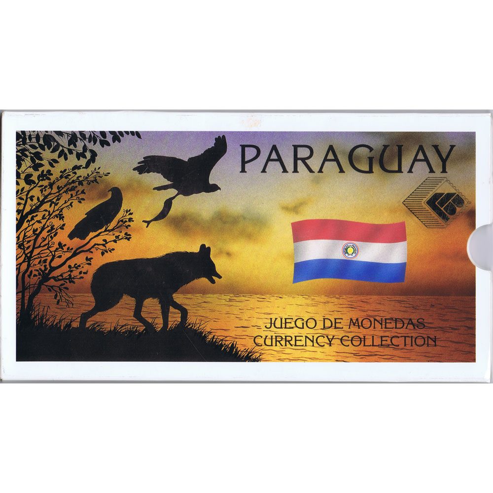 Estuche monedas Paraguay. 5 monedas y 1 billete Guraraníes.  - 1