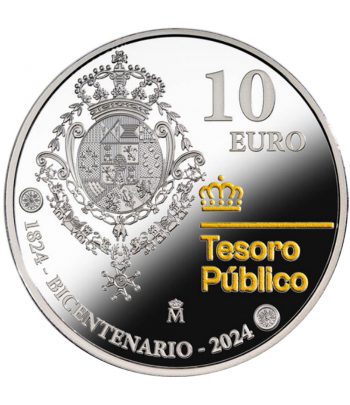 Moneda de España 10 euros 2024 Bicentenario Tesoro Público. Plata  - 1