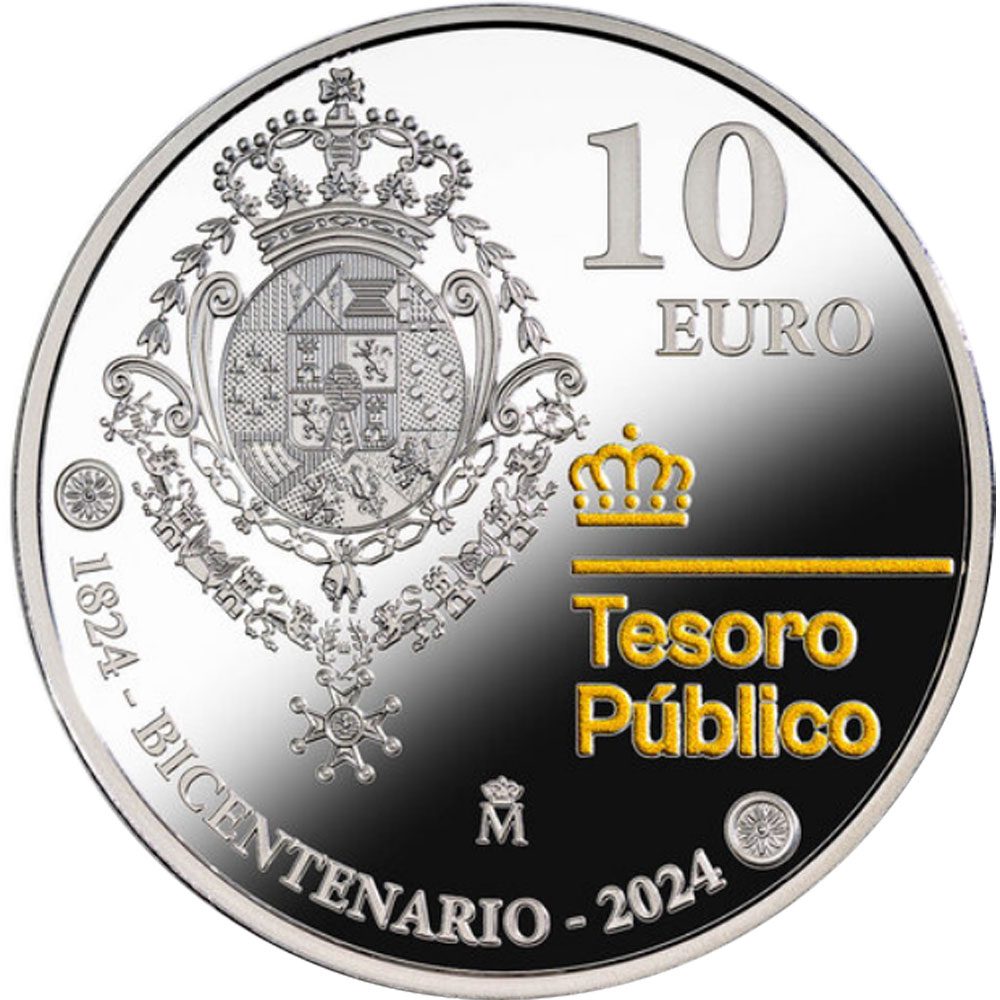 Moneda de España 10 euros 2024 Bicentenario Tesoro Público. Plata  - 1