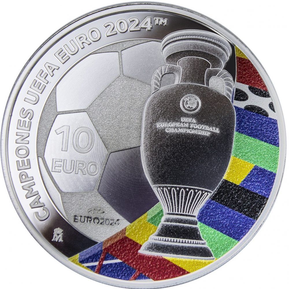 Moneda de España Campeones UEFA Euro 2024. 10 euros. Plata  - 1