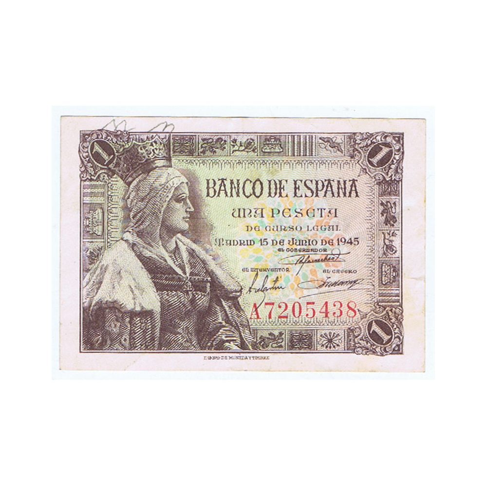 (1945/06/15) Madrid. 1 Peseta. MBC. A7205438  - 1