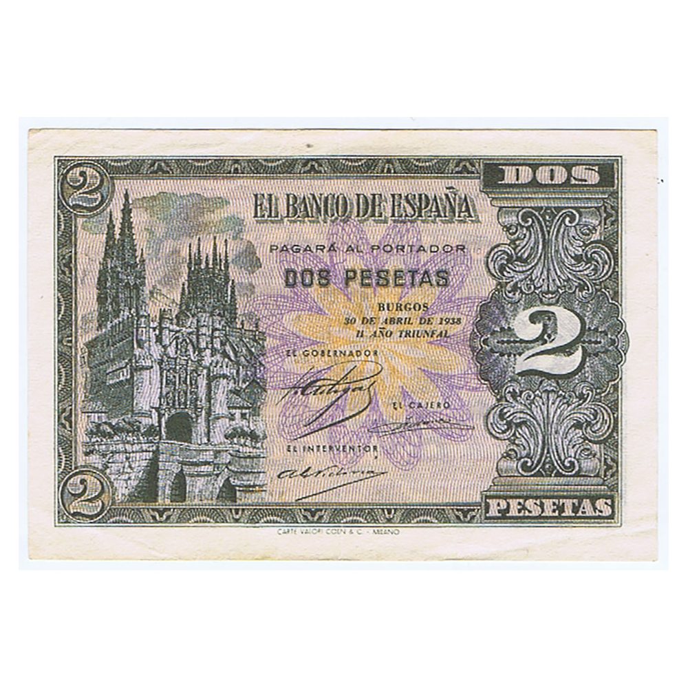 (1938/04/30) Burgos. 2 Pesetas. EBC. Serie C6728240  - 1