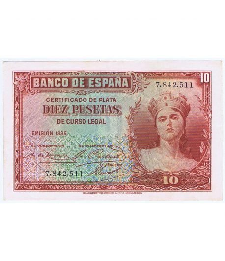 (1935) Banco de España. 10 Pesetas. EBC. Sin Serie 7842511  - 1