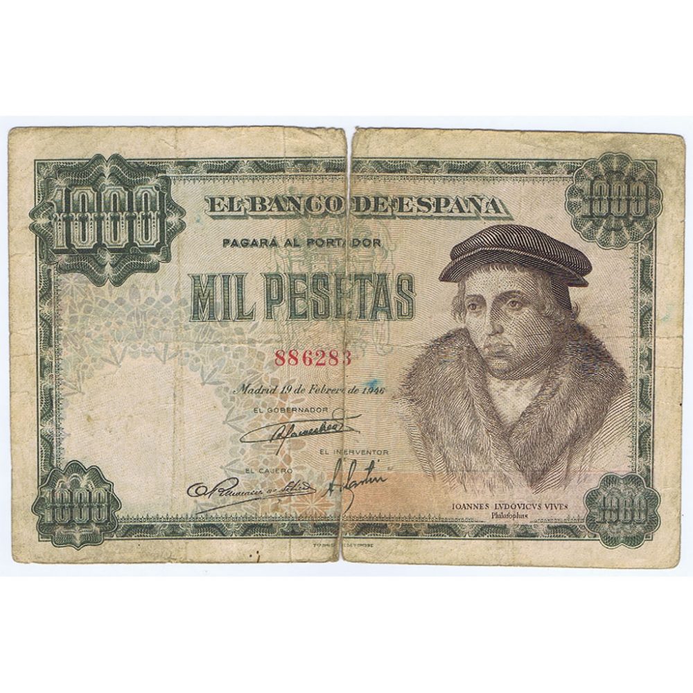 (1946/02/19) Madrid. 1000 Pesetas. Serie 886283  - 1