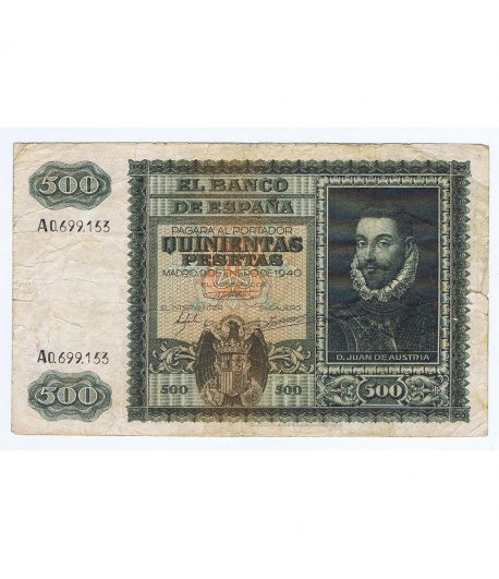 (1940/01/09) Madrid. 500 Pesetas. BC. Serie A0699153  - 1