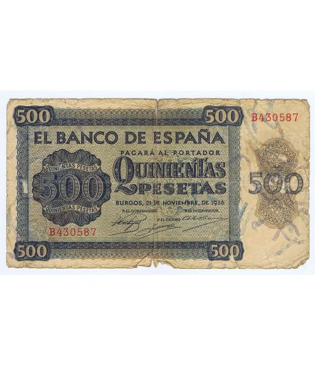 (1936/11/21) Burgos. 500 Pesetas. BC. Serie B430587  - 1