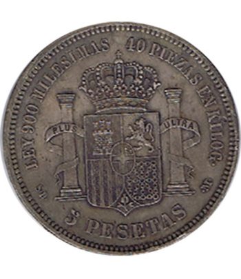 Moneda de España 5 Pesetas Plata 1871 *71 Amadeo I SD M.  - 2