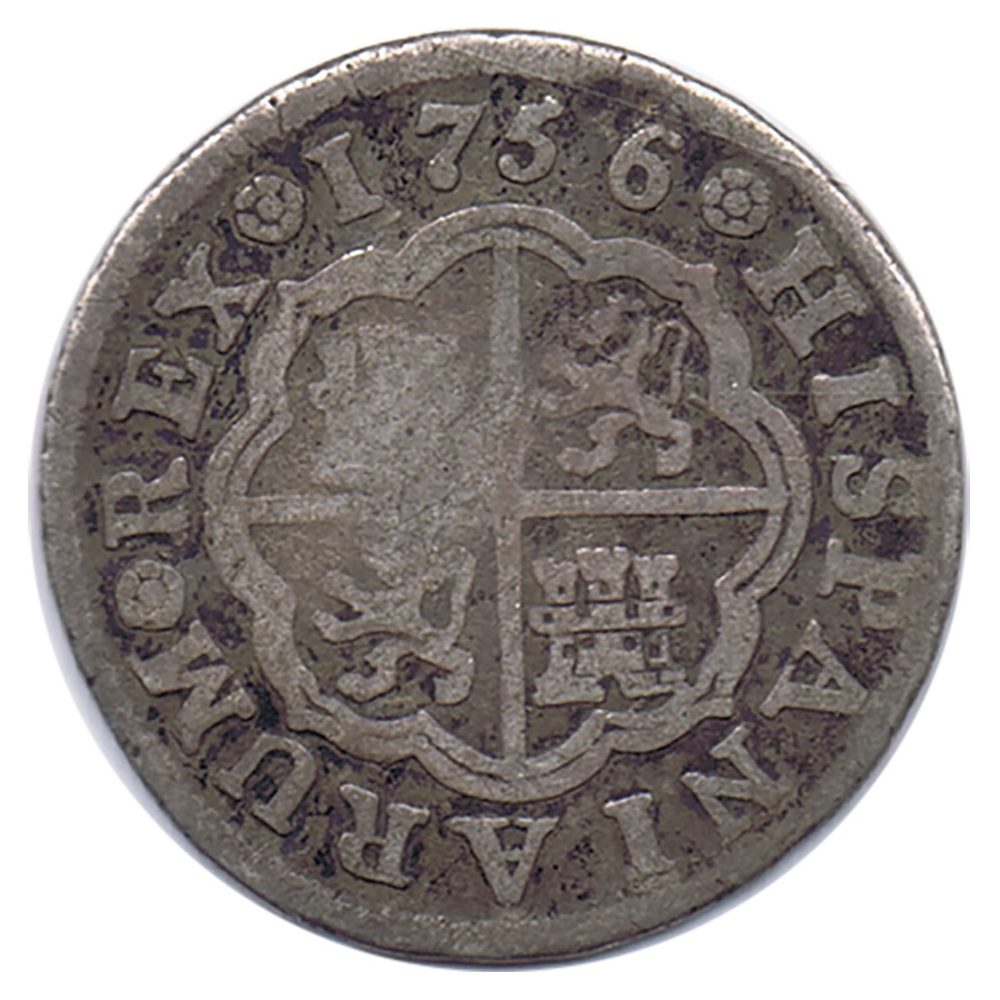 Moneda de España 1 Real 1756 Fernando VI Madrid JB. Plata.  - 1