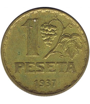 Moneda de España II República 1 peseta 1937. MBC  - 1