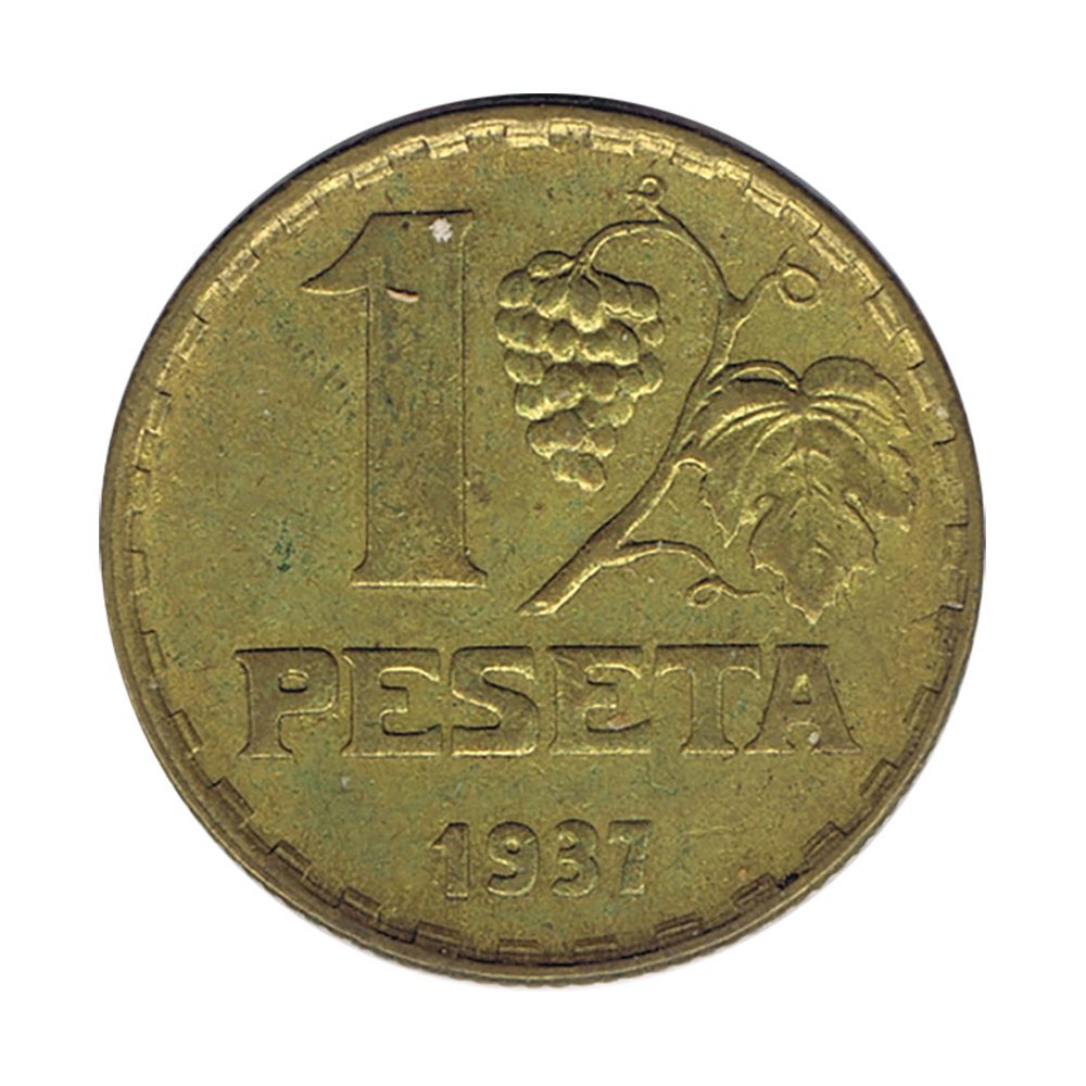 Moneda de España II República 1 peseta 1937. MBC  - 1