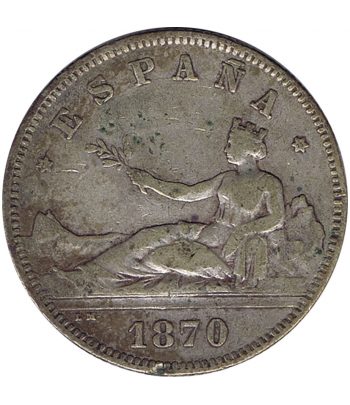 Moneda de España 2 Pesetas Plata 1870 *73 Gobierno Provisional.  - 1