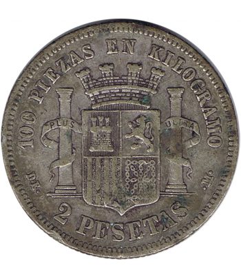 Moneda de España 2 Pesetas Plata 1870 *73 Gobierno Provisional.  - 2