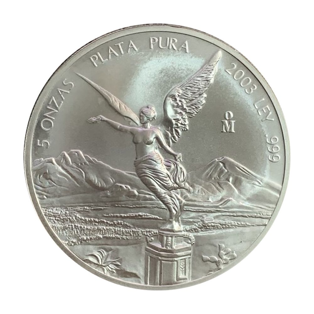 Moneda de México 5 Onzas plata Pura 2003.  - 2