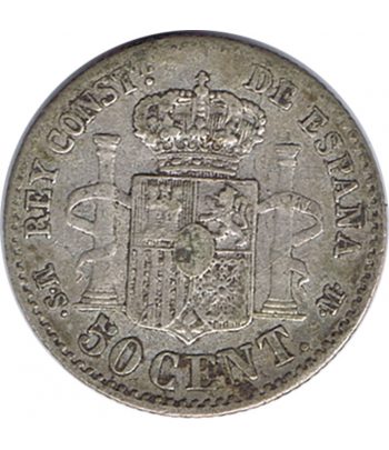 Moneda de España 50 Céntimos de Plata 1885 *86 Alfonso XII MS M  - 2