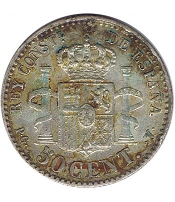 Moneda de España 50 Céntimos de Plata 1894 *94 Alfonso XIII PG V  - 2