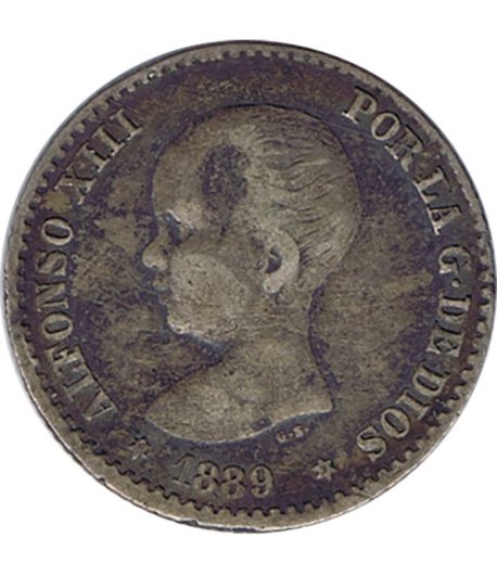 Moneda de España 50 céntimos de Plata 1889 *89 Alfonso XIII MP M.  - 1