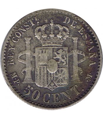 Moneda de España 50 céntimos de Plata 1889 *89 Alfonso XIII MP M.  - 2