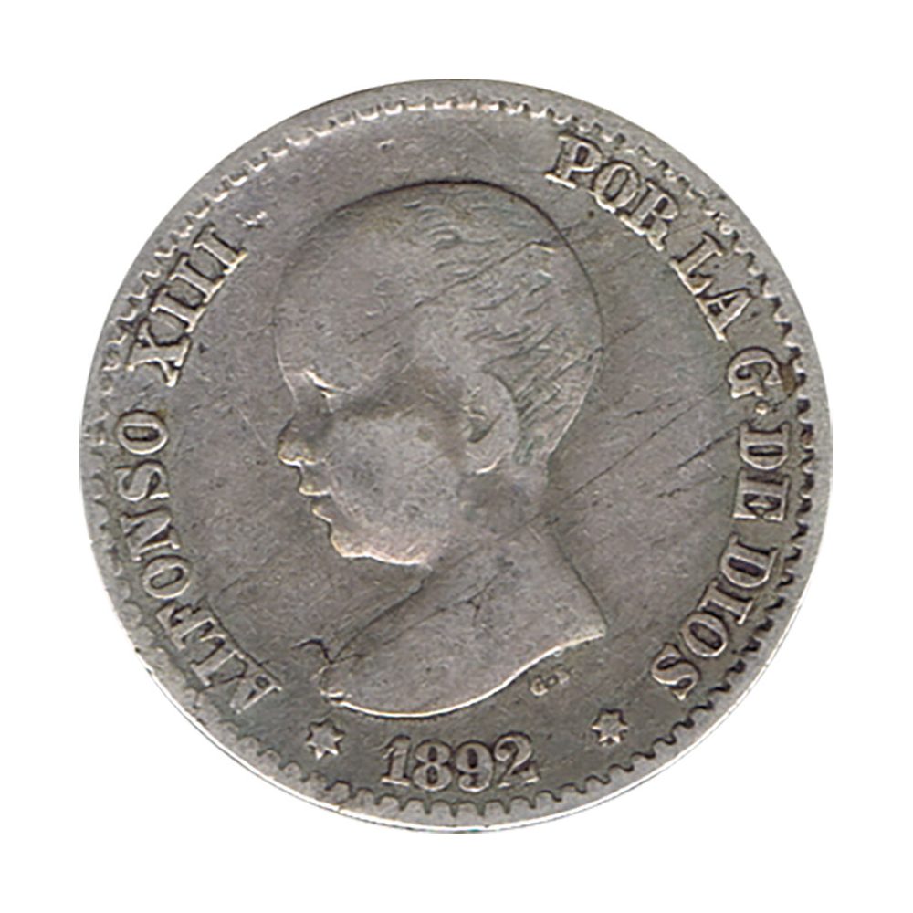 Moneda de España 50 céntimos de Plata 1892 Alfonso XIII PG M.  - 1