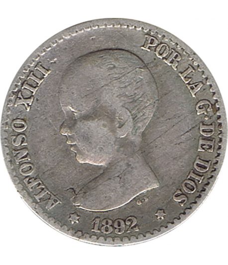 Moneda de España 50 céntimos de Plata 1892 Alfonso XIII PG M.  - 1