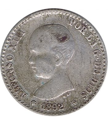 Moneda de España 50 céntimos de Plata 1892*92 Alfonso XIII PG M.  - 1