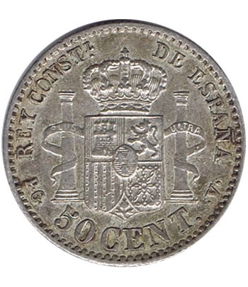 Moneda de España 50 Céntimos de Plata 1894 *94 Alfonso XIII PG V  - 2