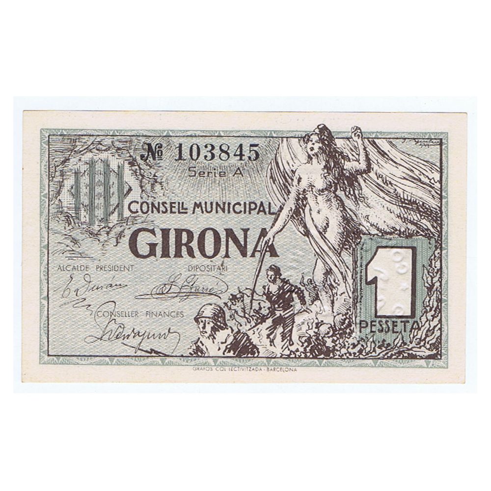 Billete 1 Pesseta Consell Municipal Girona 1937. SC  - 1