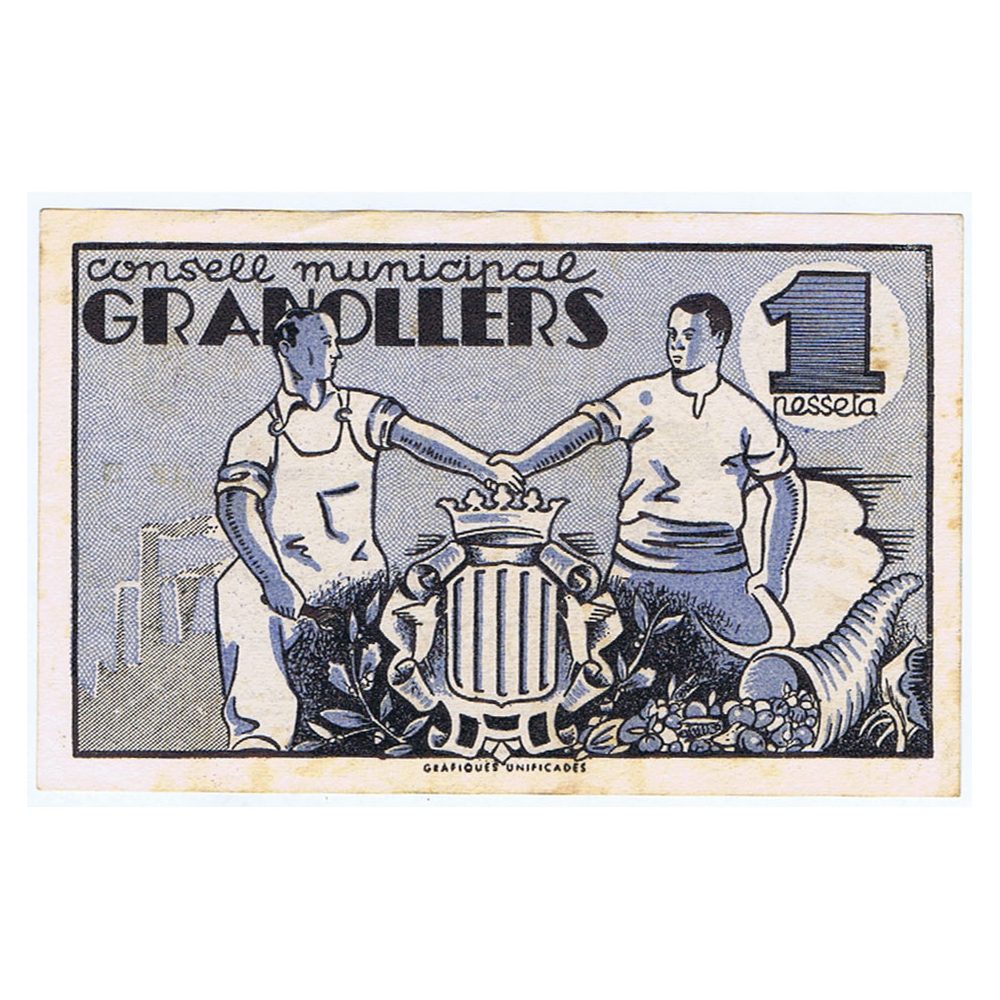 Billete 1 Pesseta Consell Municipal Granollers 1937.  - 1