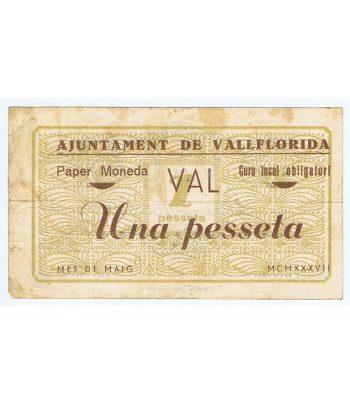 Billete Val 1 peseta Ajuntament de Vallflorida 1937.  - 1